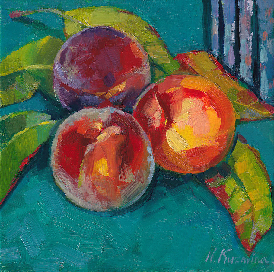 Peaches and leaves