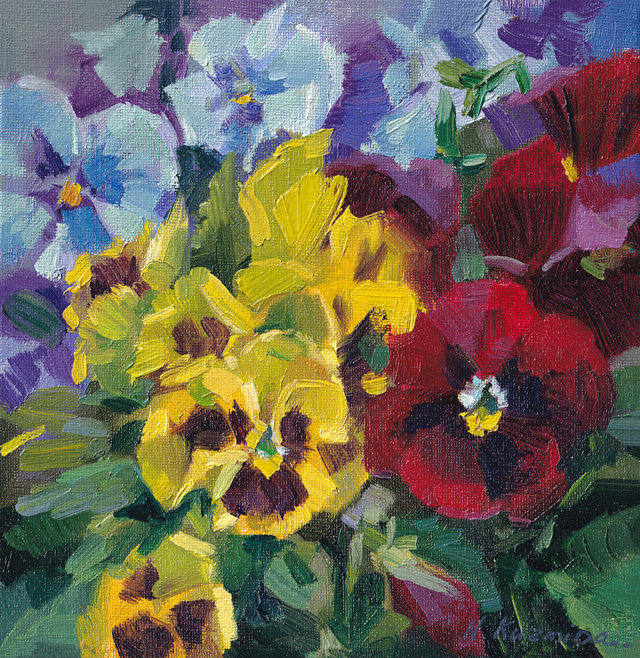 Red and yellow pansies